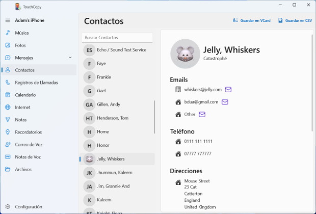 Exporta Contactos de iPhone a PC