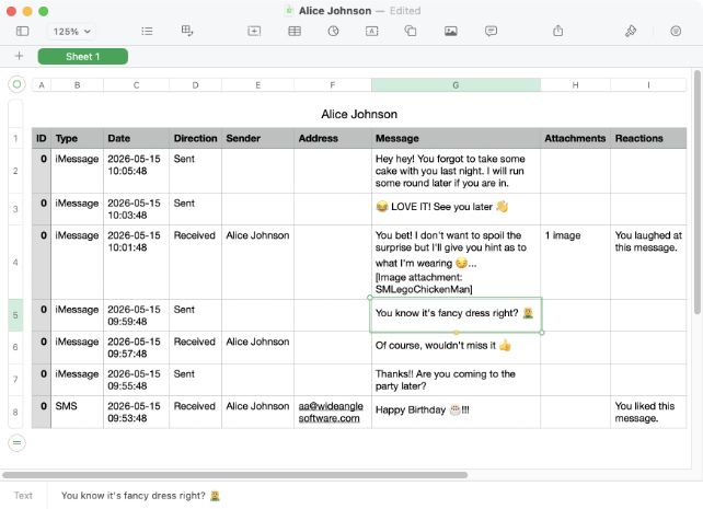 Guardar mensajes de Mac en formato CSV con Messages Export Pro