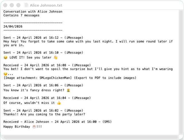 Guardar mensajes de Mac en formato de texto con Messages Export Pro