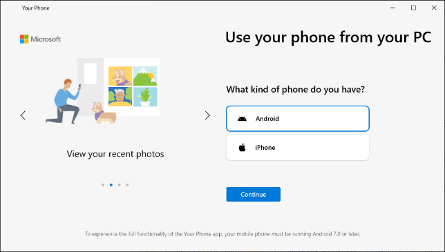 Set up Microsoft Your Phone app