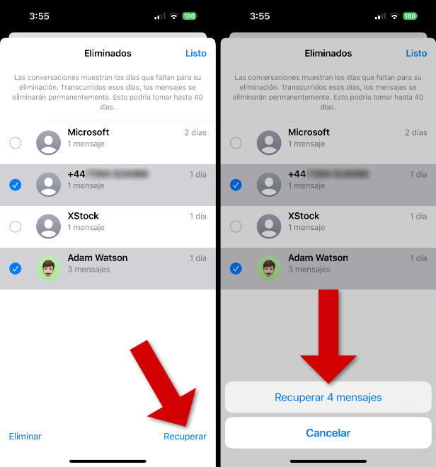 Restaurar mensajes borrados recientemente en el iPhone