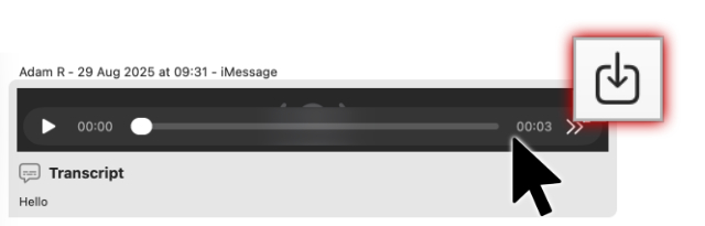 Guardar un mensaje de audio de una conversación con Messages Export Pro