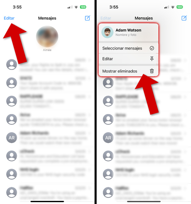 Encontrar mensajes borrados en el iPhone