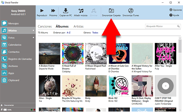 Sincronizar carpetas de música con Android