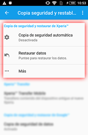 Sony Xperia copia de seguridad y restauración