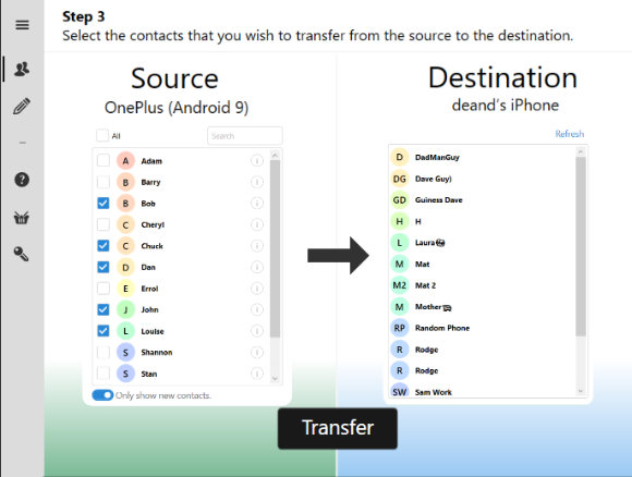 Transferir contactos de Android a iPhone