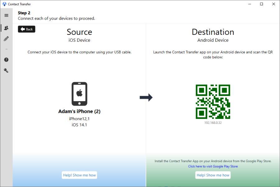 Conectando iPhone y Android con Contact Transfer