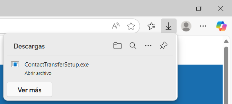 Inicia el instalador de Contact Transfer desde tu navegador.