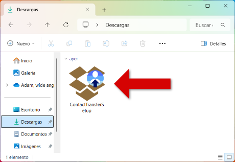 Descargar el instalador de Contact Transfer en el PC