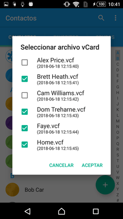 Importing Android Contacts