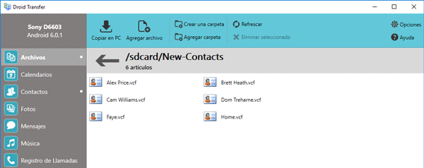 Import vCard contacts to Android