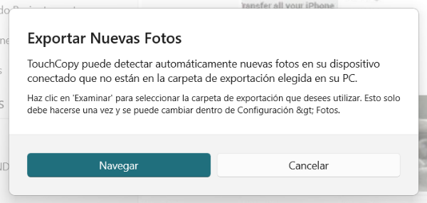 Seleccione una carpeta para exportar fotos a