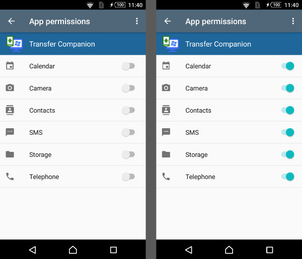 Cómo Configurar Permisos de App para Transfer Companion