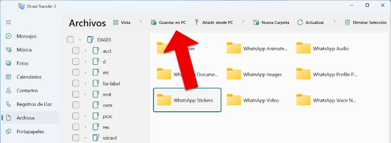 Transferir archivos de Android a PC