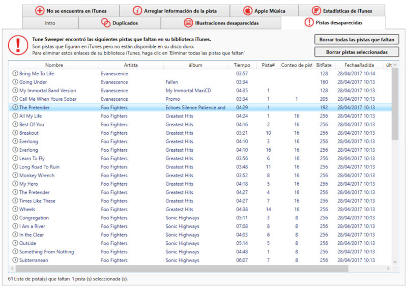 Remove missing tracks in iTunes