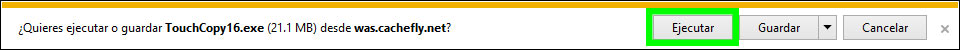 Haga clic en "Ejecutar" para iniciar el instalador TouchCopy