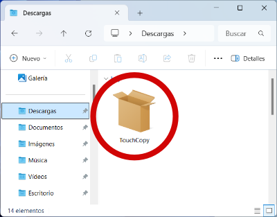 Descarga del instalador de TouchCopy a su PC