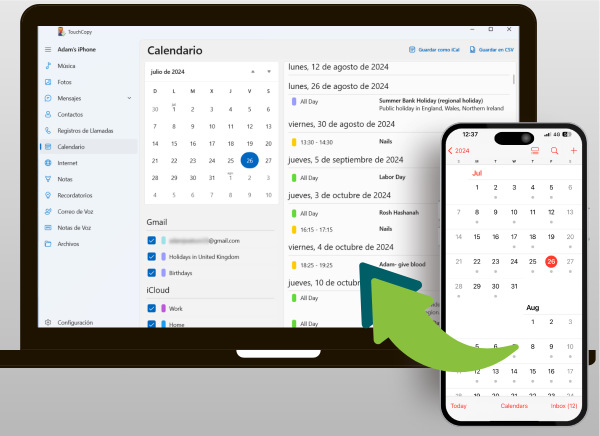 Copiando calendarios del iPhone al ordenador con TouchCopy
