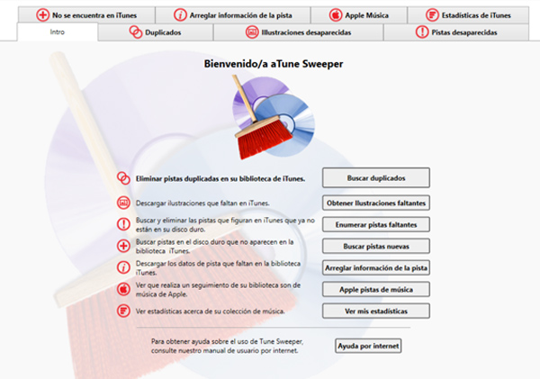 Página de inicio del software Tune Sweeper 4