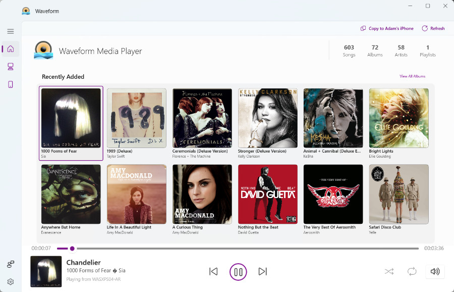 Waveform free music player for Windows